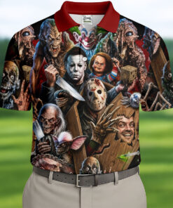 Classic Horror Character Halloween Polo Shirt Golf Mens Apparel Gift Ideas For Him