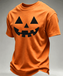 Classic Jack O Lantern Pumpkin T-Shirt Halloween Face Clothes Cute Autumn Festival Gift