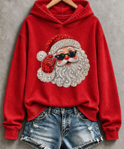 Cool Santa Claus Sunglasses Hoodie Funny Santa Christmas Clothing Xmas Gifts