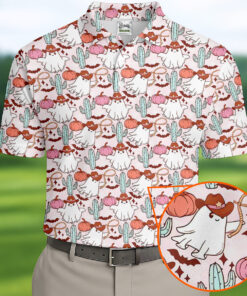 Cowboy Ghost Howdy Golf Shirt Western Halloween Clothing Gift Ideas For Him