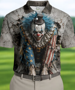 Cracked Wall Horror Character Polo Shirt Halloween Mens Clothing Gifts For Men
