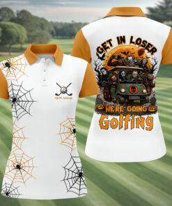 Custom Get In Loser We're Going Golfing Polo Shirt Halloween Horror Character Merch