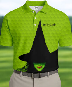 Custom The Green Witch Wicked Halloween Polo Shirt Spooky Wizard Mens Apparel Gifts For Men