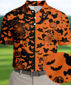 Cute Animated Ghost Black And Orange Shirt Halloween Golf Clothing Gifts For Husband