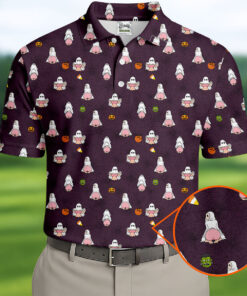Cute Ghost Butt Pattern Polo Shirt Halloween Mens Apparel Gifts For Brother