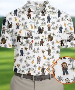 Cute Mini Horror Character Golf Shirt Halloween Mens Merch Unique Gift For Golfers