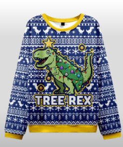 Cute Tree Rex Dinosaur Ugly Sweater Funny Dino Christmas Tree Festive Merch Brother Gifts