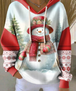 Alternative view of Cute Winter Snowman Hoodie Christmas Forest Clothes Gifts For Mom