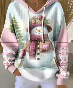 Cute Winter Snowman Hoodie Christmas Forest Clothes Gifts For Mom