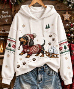 Dachshund Dog Christmas Hoodie Cute Wiener Dog Clothing Presents For Brother