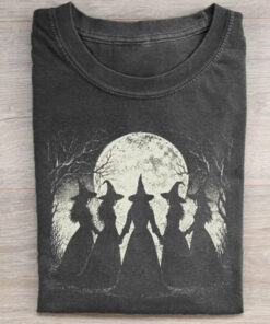 Dancing Witches Moon T-Shirt Retro Halloween Womens Apparel Perfect Gift For Girlfriend