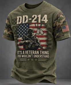 DD 214 Alumni Merch It's A Veteran Thing Camo T-Shirt Proud Veteran Retirement Gift