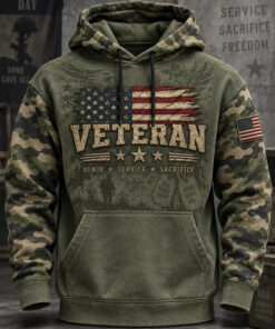 DD 214 Merch Proof Of Service Camo Hoodie US Flag Gifts For Veteran