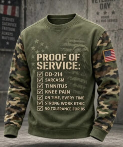 DD 214 Merch Proof Of Service Camo Sweatshirt Military Gifts For Veteran
