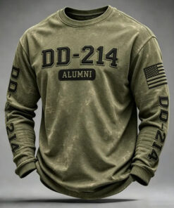 DD214 Alumni Merch Proud US Military Veteran Sweatshirt Patriotic Veteran Dad Gifts