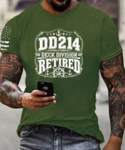 DD214 Deck Division Retired T-Shirt Patriotic Military Mens Clothing Gifts For Husband