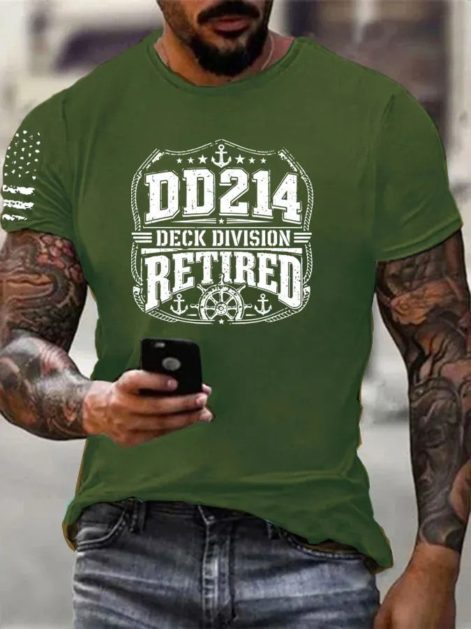 DD214 Deck Division Retired T-Shirt Patriotic Military Mens Clothing Gifts For Husband