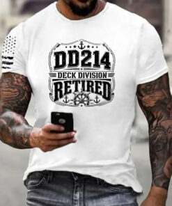 DD214 Deck Division Retired T-Shirt Patriotic US Soldier Mens Clothes US Veteran Gift For Dad