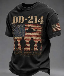 DD214 Merch Alumni Veteran American Flag Military T-Shirt Proud US Veteran Gift