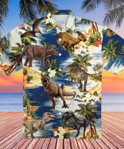 Dinosaur Hawaiian Shirt Tropical Jungle Aloha Shirt Gifts For Dinosaur Lovers Famerry - Homegiftaura