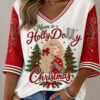 Dolly Parton Merch Have A Holly Dolly Christmas V-Neck Raglan Shirt Music Gifts