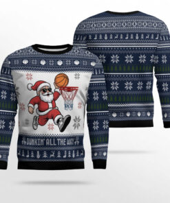 Dunkin' All The Way Ugly Christmas Sweater Gift For Basketball Fans