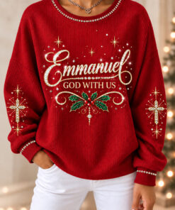 Emmanuel God With Us Sweatshirt Christian Cross Clothes Xmas Gifts For Her
