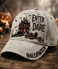 Enter If You Dare Baseball Hat Haunted House Mens Cap Halloween Spooky Castle Gifts For Men