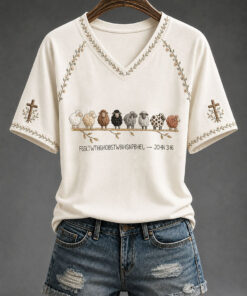 Faith Based V-Neck T-Shirt Cute Birds Religious Clothing Christian Gifts For Wife