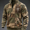 Faith Cross Camo Half Zip Sweatshirt Christian Clothing Religious Brother Gifts