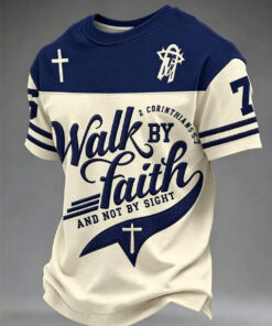 Faith Over Fear T-Shirt Walk By Faith Shirt Gift For Believers - Homegiftaura