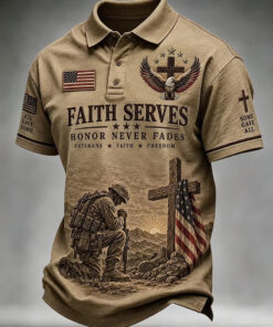 Faith Serves Honor Never Fades Polo Shirt Honor Army Mens Apprel Military Gifts