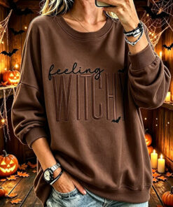 Feeling Witchy Sweatshirt Halloween Witch Womens Apparel Fall Presents For Mum