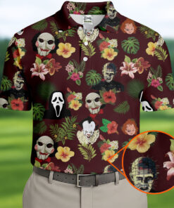 Floral Halloween Horror Polo Shirt Michael Myers Ghostface Fan Clothing Gifts For Fan