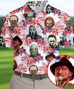 Floral Horror Character Halloween Golf Shirt Spooky Rose Flower Mens Apparel