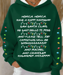 Friends TV Show Christmas Hoodie Monica Happy Hanukkah Clothing Festive Gifts