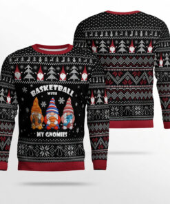 Funny Basketball With My Gnomies Christmas Ugly Sweater Useful Gifts For Brother