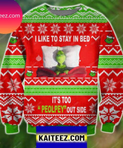 Funny Grinch Ugly Sweater I Like To Stay In Bed Holiday Clothes Christmas Gift