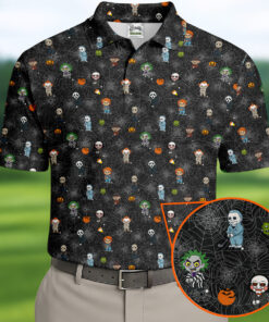 Funny Horror Character Golf Shirt Scary Movie Icons Apparel Halloween Gifts For Him