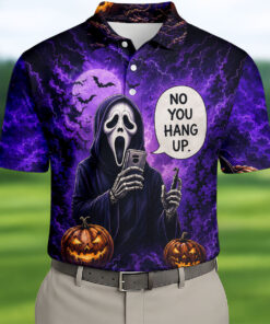 Funny No You Hang Up Polo Shirt Ghostface Halloween Mens Clothing Gifts For Son