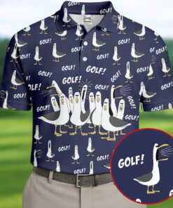 Funny Seagull Halloween Polo Shirt Cartoon Bird Mens Clothing Golf Gifts For Him