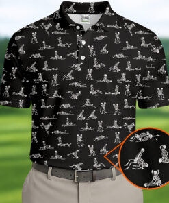 Funny Skeleton Couple Polo Shirt Halloween Mens Clothing Unique Gift For Golfer