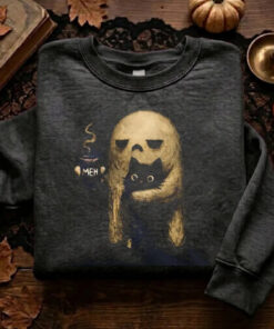 Ghost Hugging Cat Sweatshirt Cute Halloween Ghost Pumpkin Merch Spooky Season Cat Lover Gift