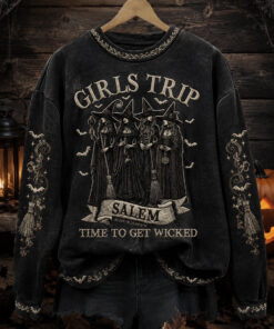 Girls Trip Salem Sweatshirt Time To Get Wicked Clothes Halloween Gifts For Sister