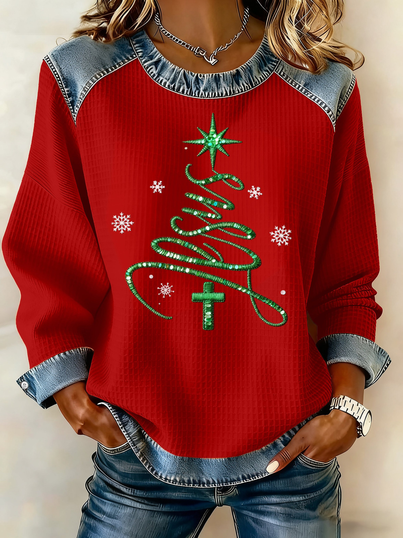 Glitter Jesus Christmas Tree Sweatshirt Faith Cross Clothing Religious Sister Gifts