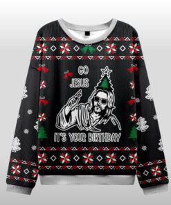 Go Jesus It's Your Birthday Ugly Sweater Holiday Mens Apparel Cool Christian Gifts For Christmas