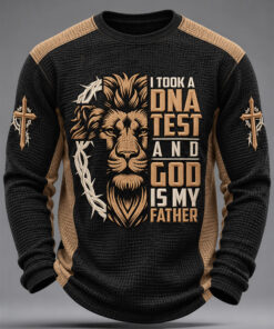 God Is My Father DNA Test Long Sleeve Shirt Christian Lion Cross Merch Faith Dad Gifts