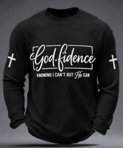 Alternative view of Godfidence Christian Cross Long Sleeve Shirt Religious Cross Clothes Outfit Gifts For Men