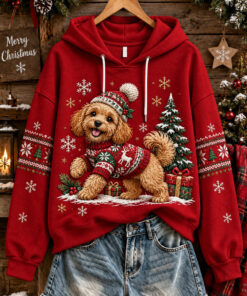 Goldendoodle Christmas Hoodie Cute Poodle Dog Womens Clothing Sister Gifts