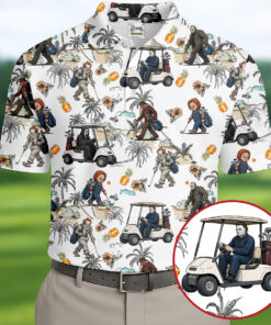 Golfing Horror Character Halloween Polo Shirt Golf Mens Apparel Gifts For Your Brother
